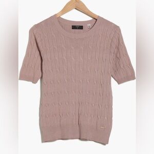 Tahari Pink Cable Knit Sweater